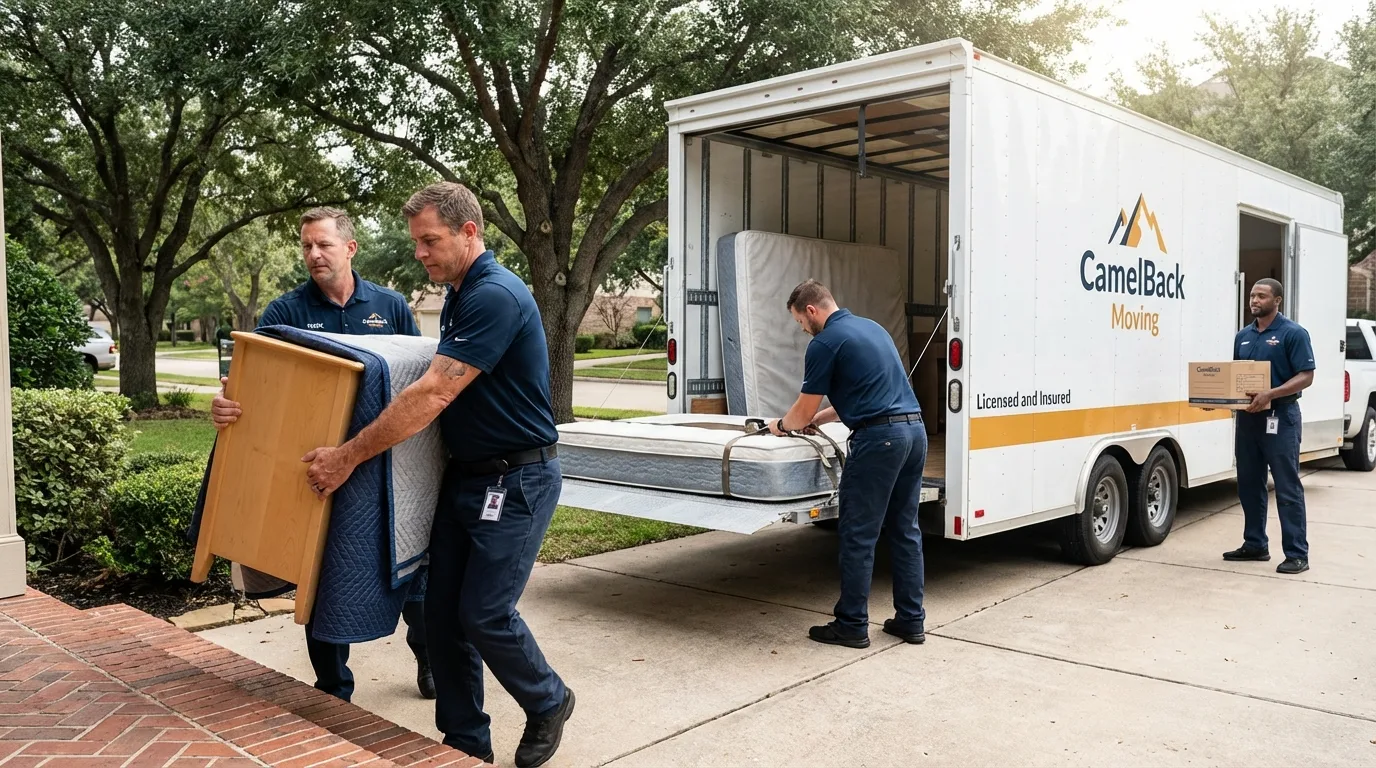 Crew loading residential truck for cross-state move from Hatboro, PA